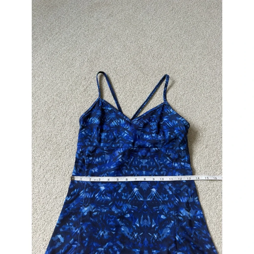 Alo Yoga Athletic Tank Top Size S Blue Geometric Strappy Back Shelf Bra